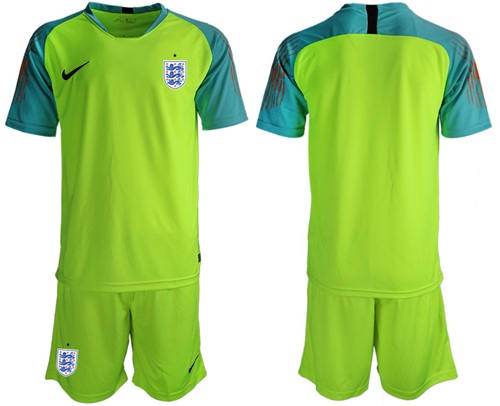 England Blank Shiny Green Goalkeeper Soccer Country Jersey